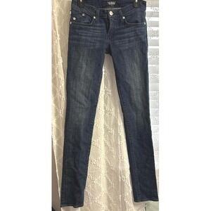 Rock & Republic Womens Skinny Jeans Blue Dark Wash Embroidered Back Pocket Logo